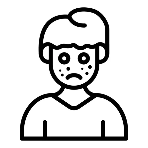 Икона мальчика с аллергией на кожу, стиль контура — стоковый вектор