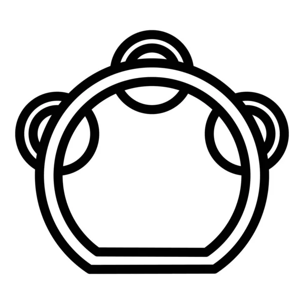 Icône instrument tambourin, style contour — Image vectorielle