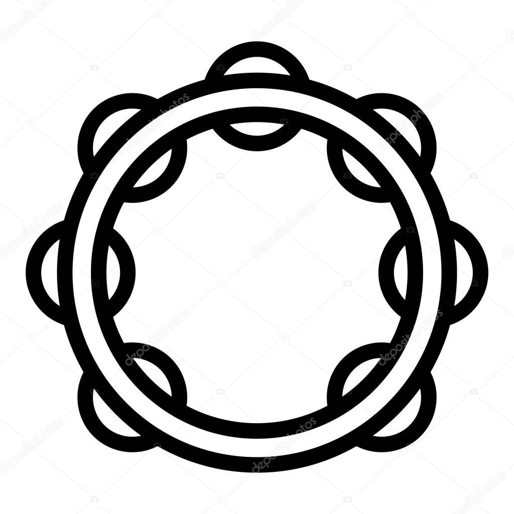 Wooden tambourine icon, outline style