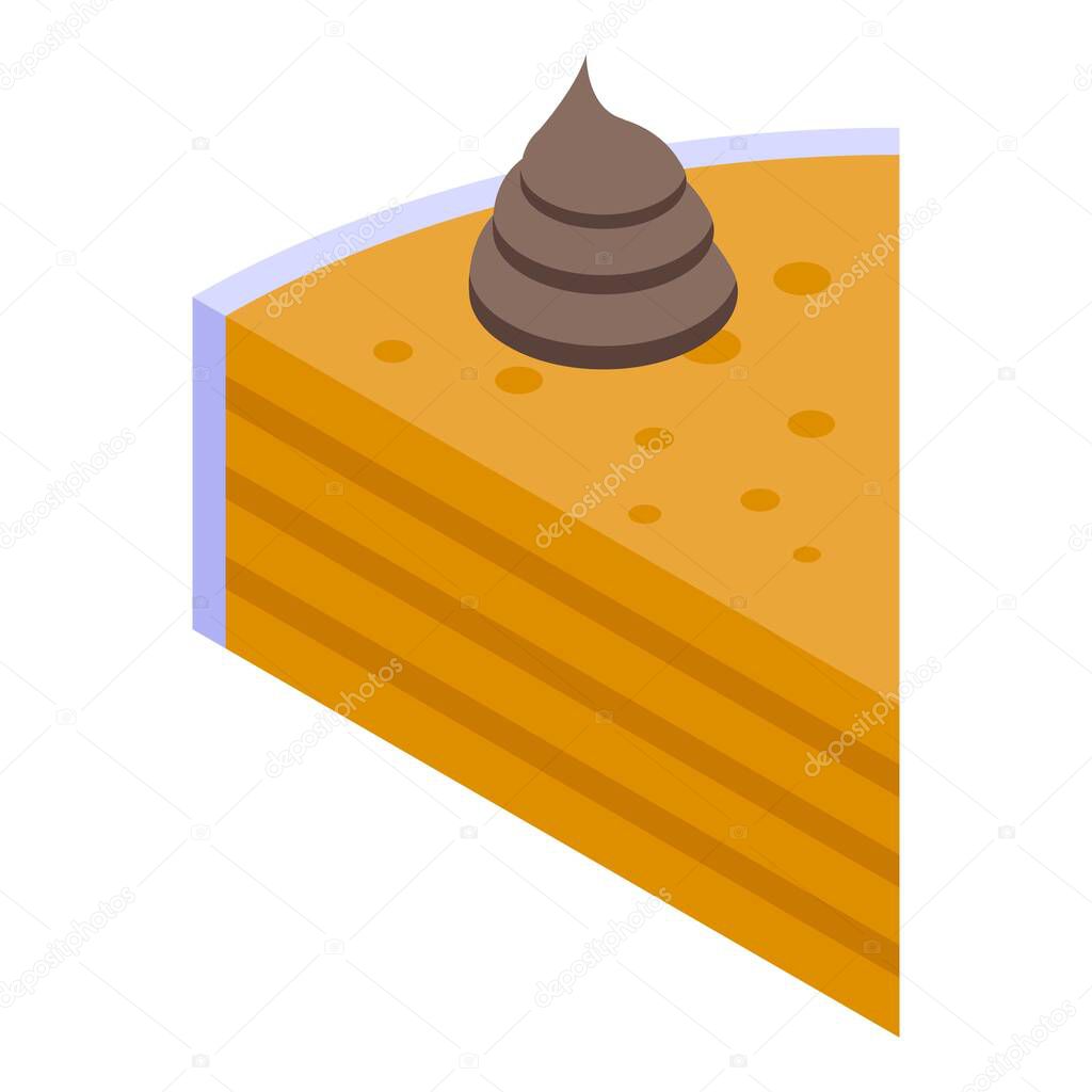 Chocolate cream cake icon, isometric style