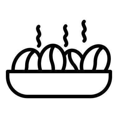 Kavrulmuş kahve çekirdeği ikonu, taslak tarzı.