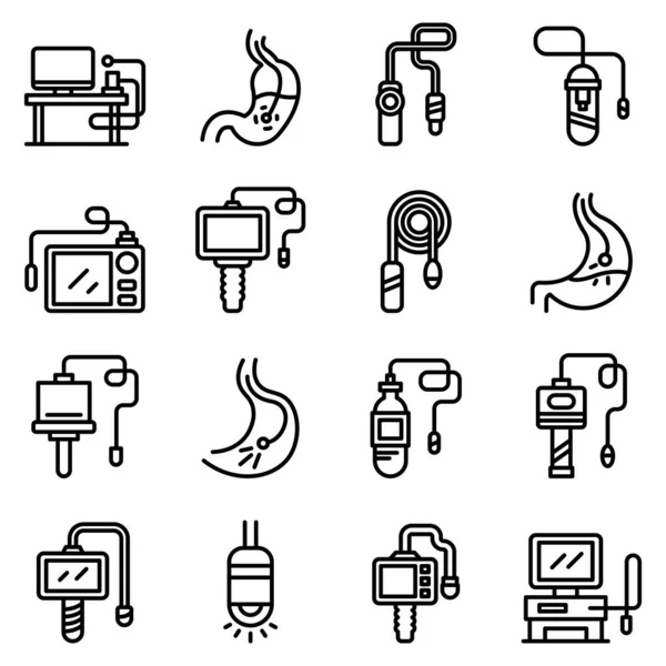 Ensemble d'icônes d'endoscope, style de contour — Image vectorielle