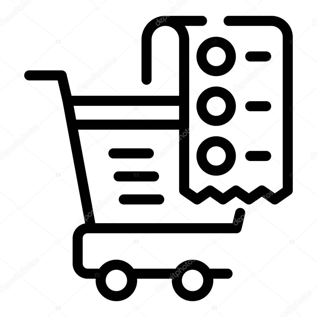 Shop cart bill icon, outline style