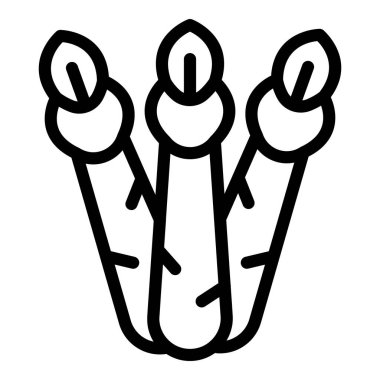 Kuşkonmaz ürünü ikonu. Beyaz arkaplanda izole edilmiş web tasarımı için özet asparagus çarpım vektör simgesi