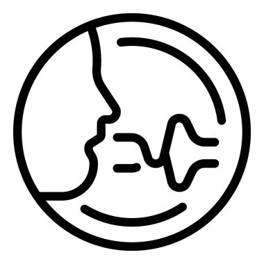 İnsan ses tanıma simgesi. Beyaz arkaplanda izole edilmiş web tasarımı için insan ses tanıma vektör simgesi ana hatları