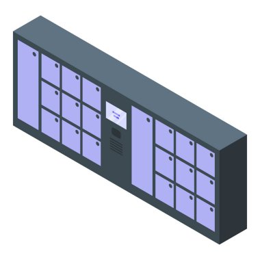 Havaalanı dolap ikonu. Beyaz arkaplanda izole edilmiş web tasarımı için havaalanı dolap vektör simgesi Isometric