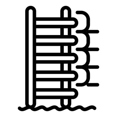 Havuz merdiveni ikonu. Beyaz arkaplanda izole edilmiş web tasarımı için ana havuz merdiveni vektör simgesi