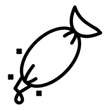 Kremalı pasta ikonu. Beyaz arkaplanda izole edilmiş web tasarımı için ana hatlı krem poşeti pasta vektör simgesi