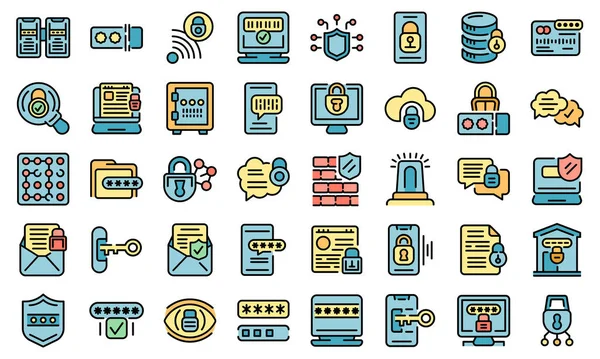 Password protection icons set vector flat — Stok Vektör