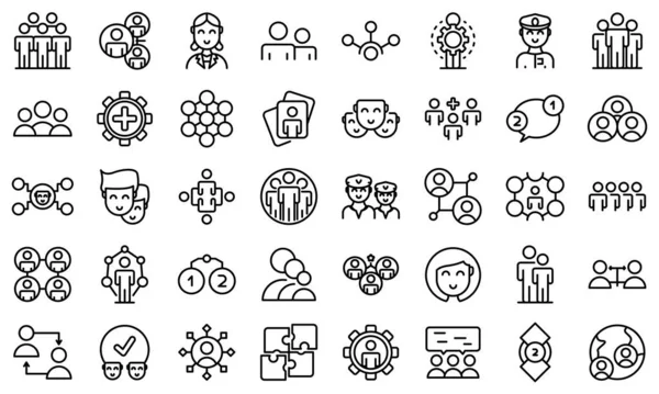 Crew icons set, outline style — Stok Vektör