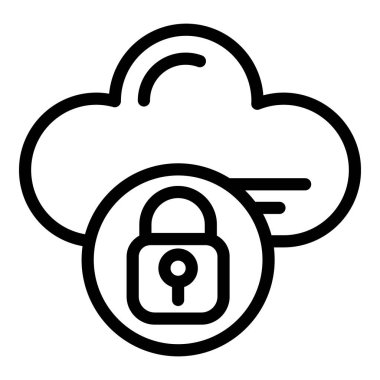 Cloud memory lock icon, outline style