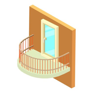 Yarı dairesel balkon simgesi. Web için yarı dairesel balkon vektör simgesinin Isometric illüstrasyonu