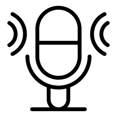 Mikrofon kaydedici simgesi. Beyaz arkaplanda izole edilmiş web tasarımı için özet mikrofon kaydedici vektör simgesi