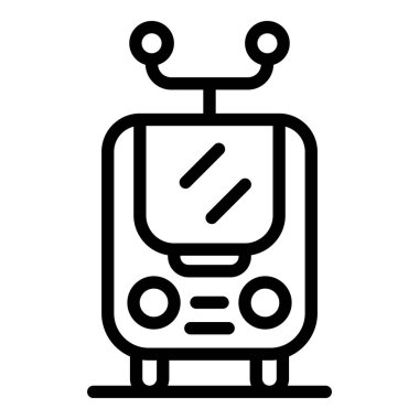 Demiryolu taşıma ikonu. Beyaz arkaplanda izole edilmiş web tasarımı için demiryolu taşıma vektör simgesi ana hatları