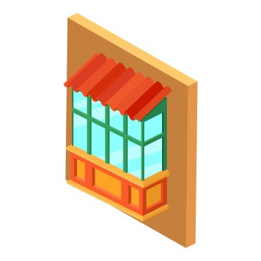 Sovyet balkon ikonu. Ağ için Sovyet balkon vektör simgesinin Isometric illüstrasyonu