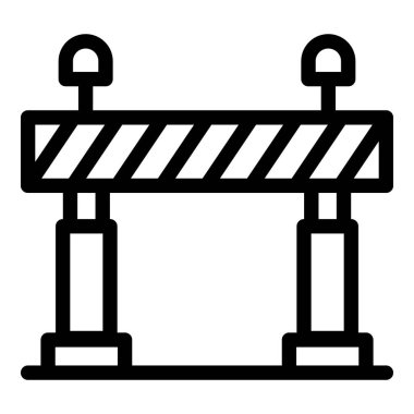 Güvenlik demiryolu bariyeri ikonu. Beyaz arkaplanda izole edilmiş web tasarımı için ana hatlı demiryolu bariyeri vektör simgesi