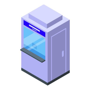 Havaalanı çevrimiçi makine simgesi. Beyaz arkaplanda izole edilmiş web tasarımı için havalimanı çevrimiçi makine vektör simgesi Isometric