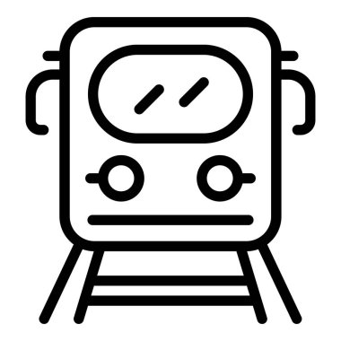 Toplu taşıma treni ikonu. Beyaz arkaplanda izole edilmiş web tasarımı için toplu taşıma tren vektör simgesi ana hatları