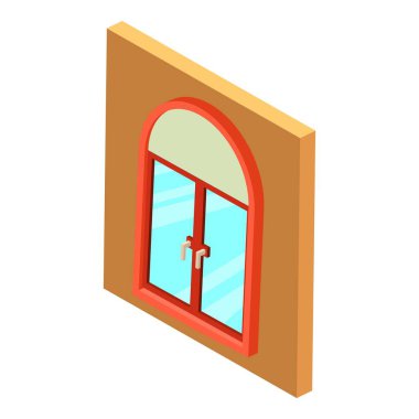 Kemerli pencere simgesi. Web için kemerli pencere vektör simgesinin Isometric illüstrasyonu
