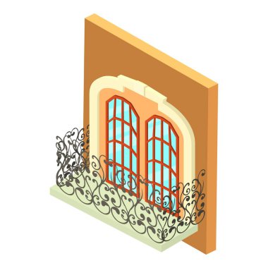 Güzel balkon ikonu. Web için güzel balkon vektör simgesinin Isometric illüstrasyonu
