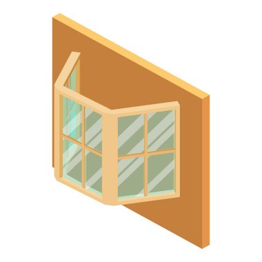 Pencere simgesi. Web için körfez pencere vektör simgesinin Isometric illüstrasyonu