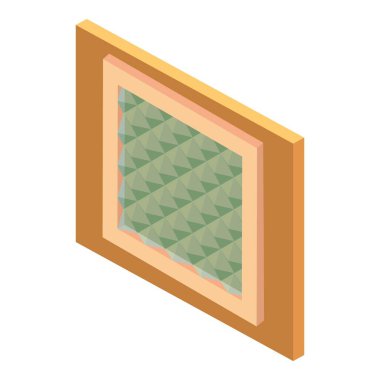 Dekoratif pencere simgesi. Web için dekoratif pencere vektör simgesinin Isometric çizimi