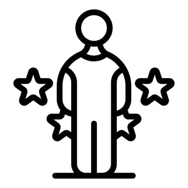 Kendine saygısı olan bir erkek ikonu. Beyaz arkaplanda izole edilmiş web tasarımı için özsaygı insan vektör simgesi ana hatları