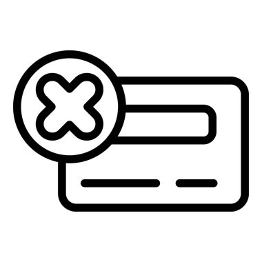 Kart aktarım simgesini reddet. Beyaz arkaplanda izole edilmiş web tasarımı için özet Reddet kart transfer vektör simgesi