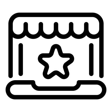 Yıldız çevrimiçi kupon simgesi. Beyaz arkaplanda izole edilmiş web tasarımı için taslak yıldız çevrimiçi kupon vektör simgesi