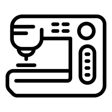 Dikiş makinesi simgesi. Beyaz arkaplanda izole edilmiş web tasarımı için ana hatlı dikiş makinesi vektör simgesi