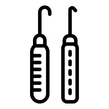 Örgü kancası simgesi. Beyaz arkaplanda izole edilmiş web tasarımı için örgü kancası vektör simgesi