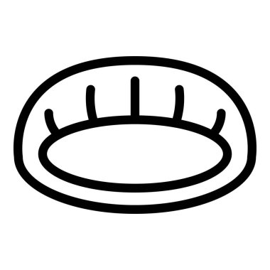 Köpek yatağı ikonu. Beyaz arkaplanda izole edilmiş web tasarımı için taslak köpek yatağı vektör simgesi