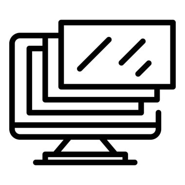 Web arayüz simgesini görüntüle. Beyaz arkaplanda izole edilmiş web tasarımı için Ana Hatlar Monitor web arayüzü vektör simgesi