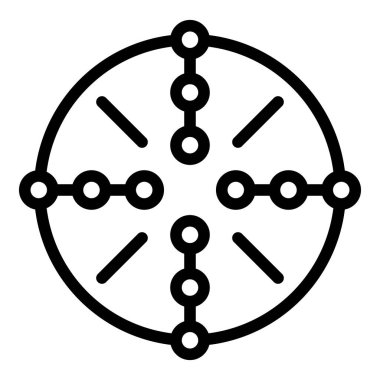 Orta görüş alanı simgesi. Beyaz arkaplanda izole edilmiş web tasarımı için özet merkezi dürbün vektör simgesi