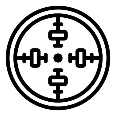 Tüfek dürbünü simgesi. Beyaz arkaplanda izole edilmiş web tasarımı için taslak tüfek dürbünü vektör simgesi