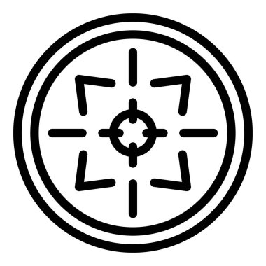 Tüfek görüş simgesi. Beyaz arkaplanda izole edilmiş web tasarımı için özet tüfek nişan vektörü simgesi