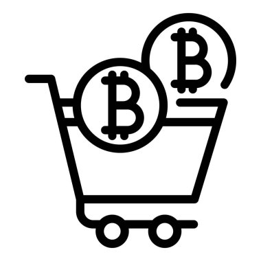 Araba kripto para birimi simgesi. Beyaz arkaplanda izole edilmiş web tasarımı için Cart şifreleme vektör simgesi