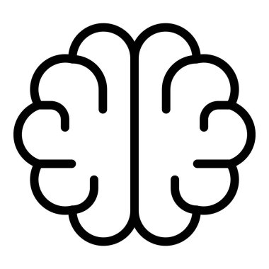 Bilim adamı beyin ikonu. Beyaz arkaplanda izole edilmiş web tasarımı için ana hatlı bilim adamı beyin vektör simgesi