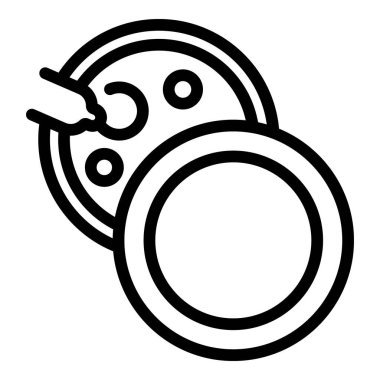 Petri kabı ikonunu test et. Beyaz arkaplanda izole edilmiş web tasarımı için test petri kabı vektör simgesi