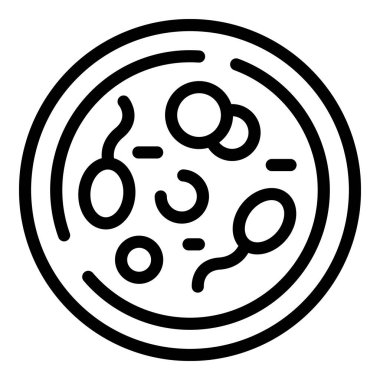 Laboratuvar petri kabı ikonu. Beyaz arkaplanda izole edilmiş web tasarımı için ana laboratuvar petri kabı vektör simgesi