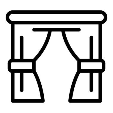 Mutfak perdesi ikonu. Beyaz arkaplanda izole edilmiş web tasarımı için mutfak perdesi vektör simgesi