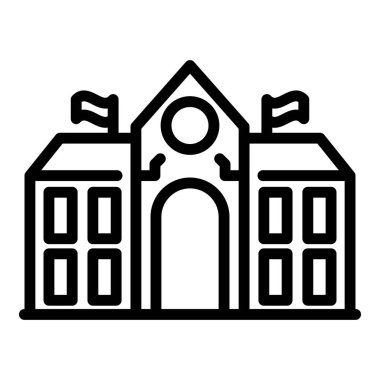 Okul kampüsü ikonu. Beyaz arkaplanda izole edilmiş web tasarımı için okul kampüs ikonu