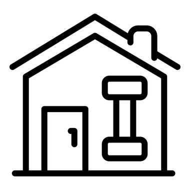 Egzersiz ev ikonu. Beyaz arkaplanda izole edilmiş web tasarımı için özet çalışması ev vektör simgesi