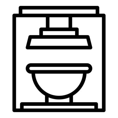 Basın makinesi simgesi. Beyaz arkaplanda izole edilmiş web tasarımı için ana hatlı makine vektör simgesi