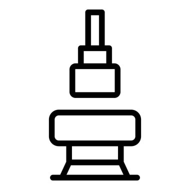Mekanik basın makinesi simgesi. Beyaz arkaplanda izole edilmiş web tasarımı için ana hatlı mekanik basın makine vektör simgesi