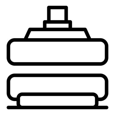 Basın makinesi araç simgesi. Beyaz arkaplanda izole edilmiş web tasarımı için ana hatlı makine aracı vektör simgesi