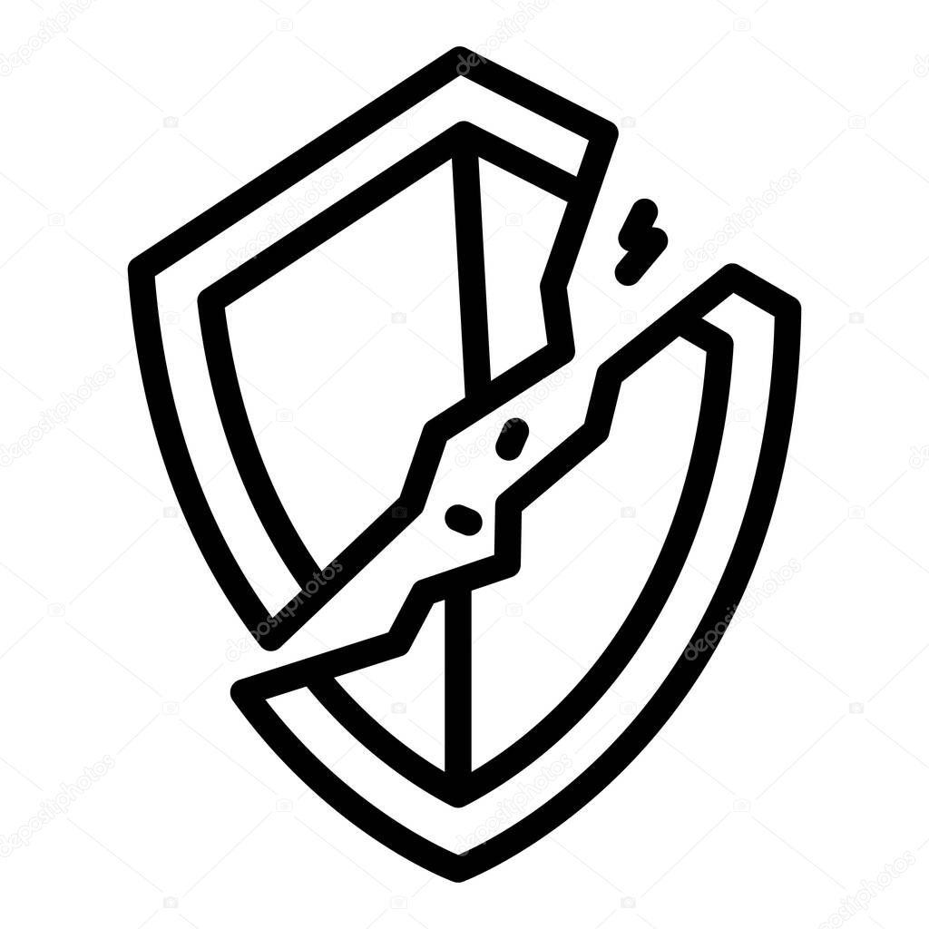 Broken antivirus icon, outline style