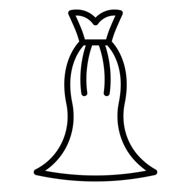 Gelinlik ikonu. Beyaz arkaplanda izole edilmiş web tasarımı için gelinlik vektör simgesi taslağı