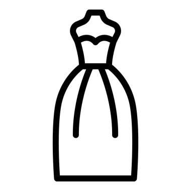 Gelinlik ikonu. Beyaz arkaplanda izole edilmiş web tasarımı için gelinlik vektör simgesi taslağı