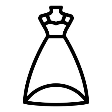 Parti gelinliği ikonu. Beyaz arkaplanda izole edilmiş web tasarımı için parti gelinlik vektör simgesi taslağı